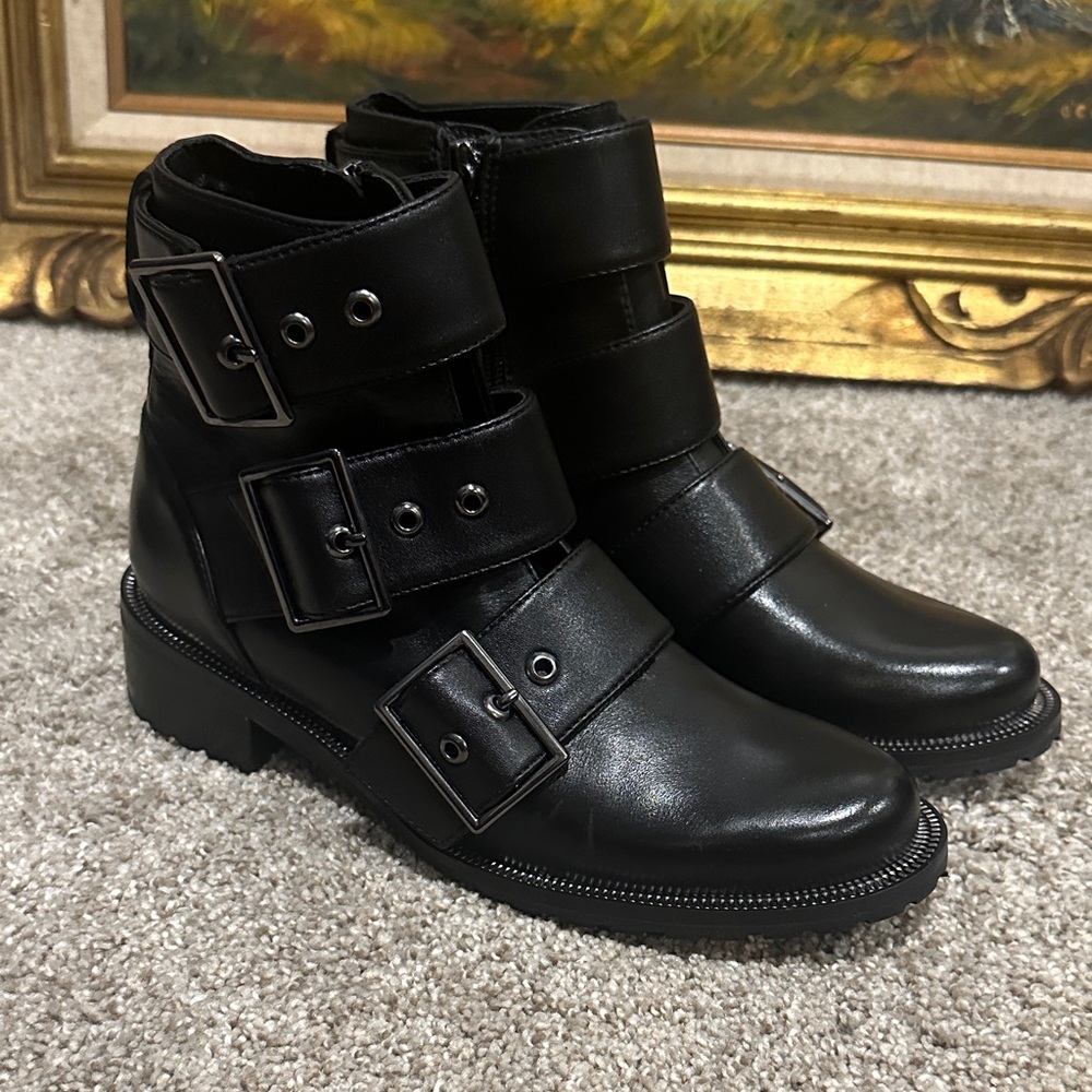Blondo Black Triple Strap Ankle Boots